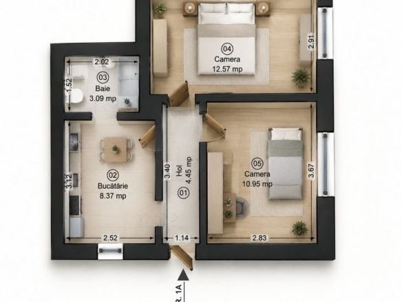 Apartament la cheie cu 2 camere la casa in Parneava Comision 0% - foto 3