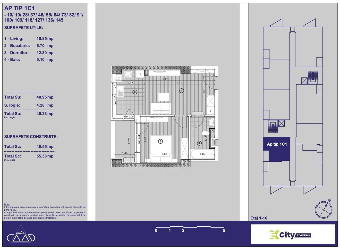 Apartament cu 2 camere in X-city Towers Direct de la dezvoltator - foto 7