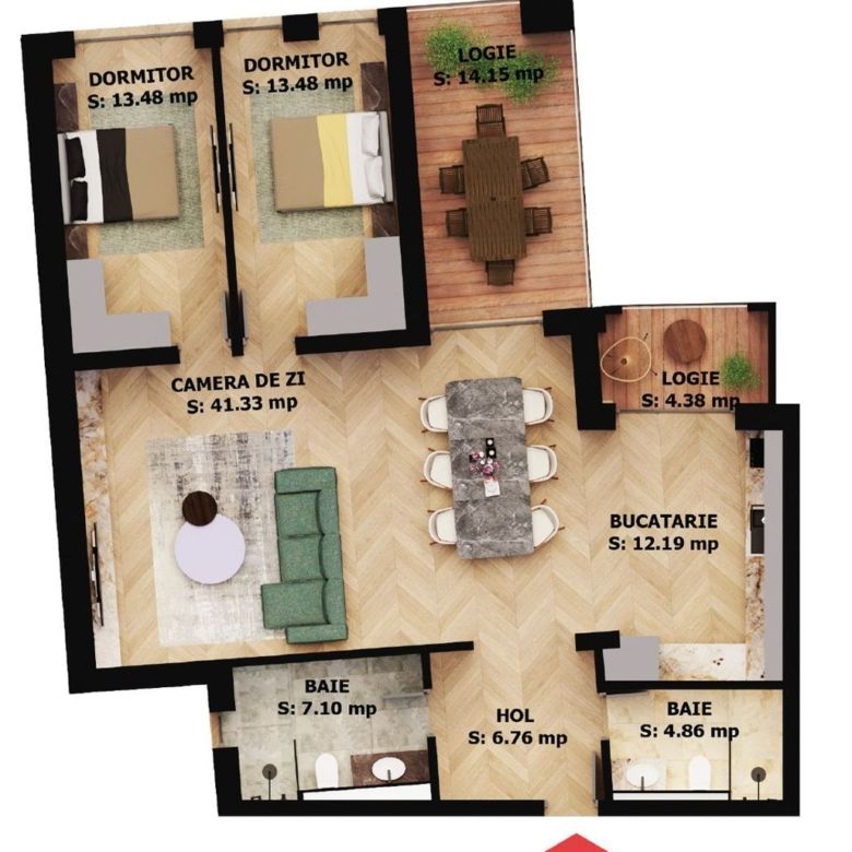 Apartament nou, 3 camere, 271 500 Euro. Comision 0. - Imagine principala