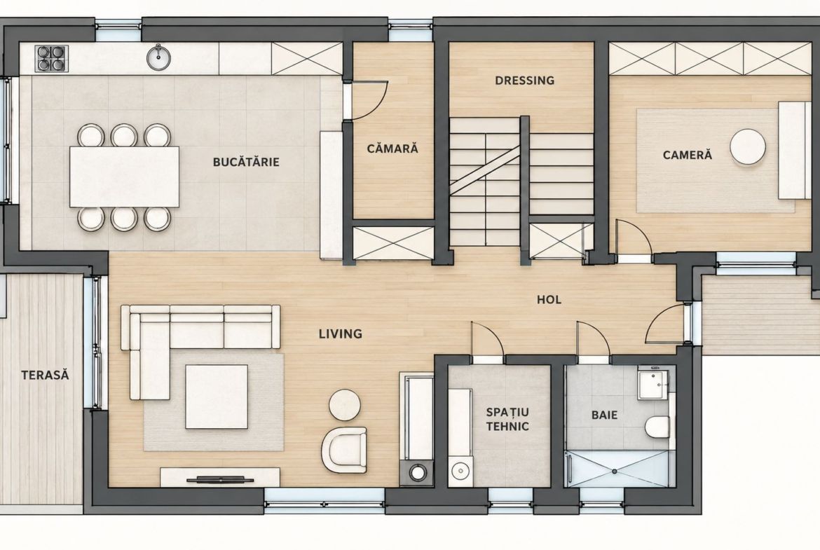 Casa individuala NZEB, 5 camere, 3 bai, finisata, P+ET+POD, Someseni - foto 5