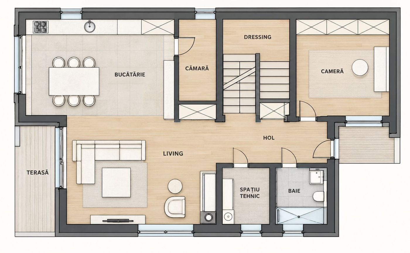 Casa individuala NZEB, 5 camere, 3 bai, finisata, P+ET+POD, Someseni - foto 5