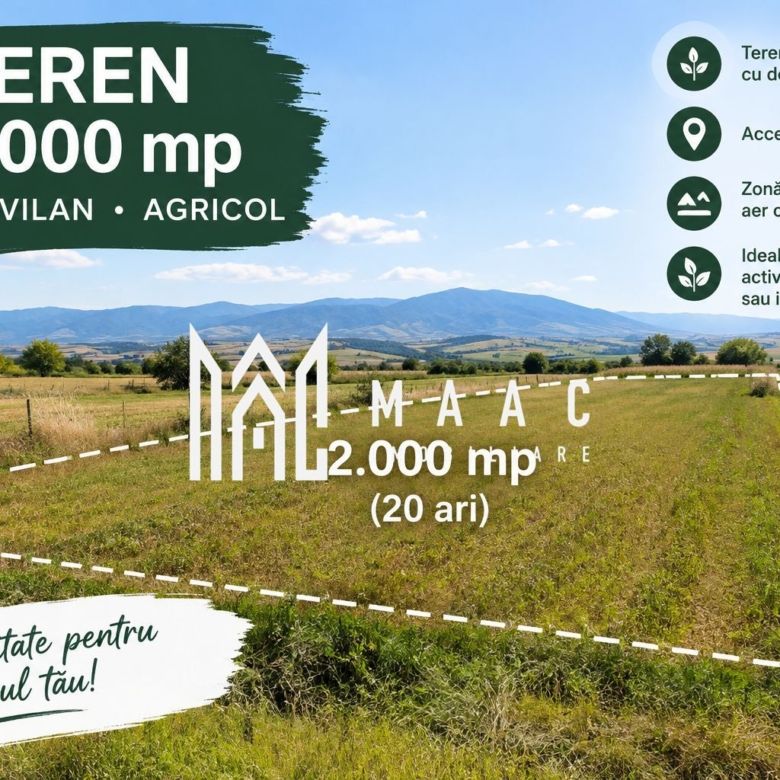 Teren extravilan de vânzare | Sibiu, Nord-Est | 2.000 mp - Imagine principala