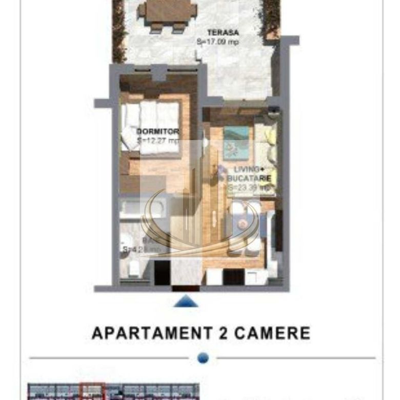Apartament cu 2 camere, terasa si loc parcare - Imagine principala