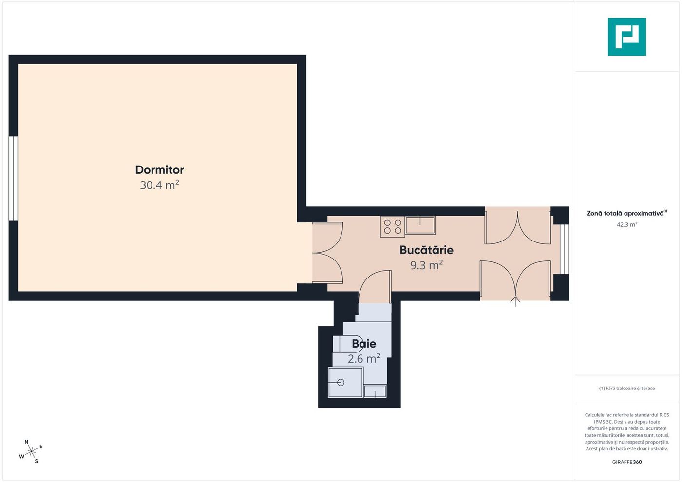 Apartament 1 cameră, 42 mp,  Zona Fabric (FEAA) - foto 6